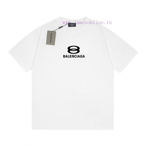 Heavy Weight Fabric 280g Balenciaga Balenciaga Double Ring Letter Printed Short Sleeved ShirtFr i5sifsk8 - Image 2