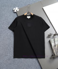 Gucci 25SS Gucci Spring/Summer Chest Logo Double G Letter Embroidered Round Neck Fashion Short 6fm9tjbo