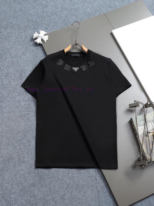 PRADA PRADA25ss Versatile Short Sleeved T-shirt For Men And Women With A Combination Of Colors cjzudjli