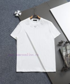 PRADA PRADA25ss Versatile Short Sleeved T-shirt For Men And Women With A Combination Of Colors cp6zxqt7