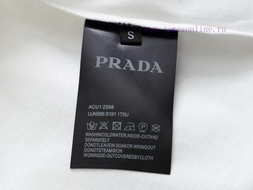 R-9502 Prada PRADA 25 New Round Neck Short Sleeved T-shirt Woven With High Weight Pure Cotton F x9uefmds - Image 10