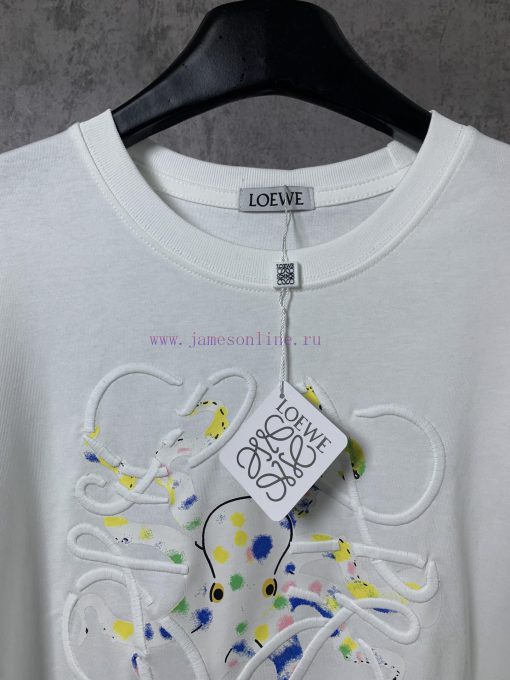 ️LOEWE * Luo YiweiLOEWE * Octopus Embroidered Short Sleeve T-shirt-Customized 270g 32 Count Cot 0r1aon1v - Image 5