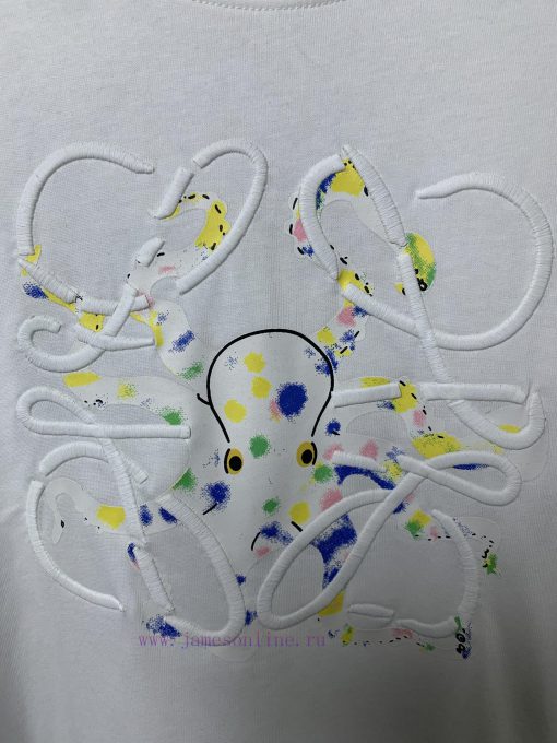 ️LOEWE * Luo YiweiLOEWE * Octopus Embroidered Short Sleeve T-shirt-Customized 270g 32 Count Cot 0r1aon1v - Image 7