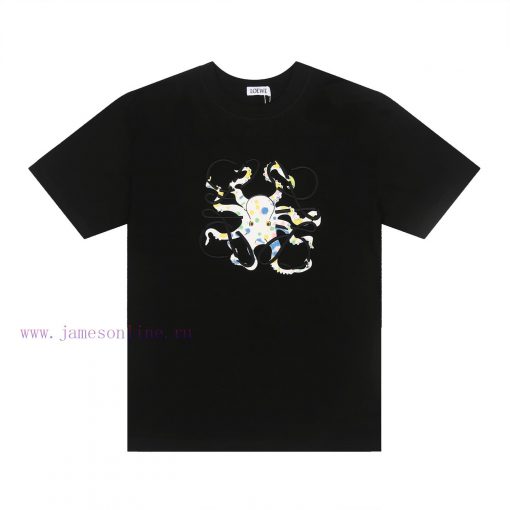 ️LOEWE * Luo YiweiLOEWE * Octopus Embroidered Short Sleeve T-shirt-Customized 270g 32 Count Cot looybmx2