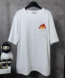 ️LOEWE * Luo YiweiLOEWE * Luoyiwei Small Flame Chest Embroidered Short Sleeve T-shirt-Customize fi9kpxdi