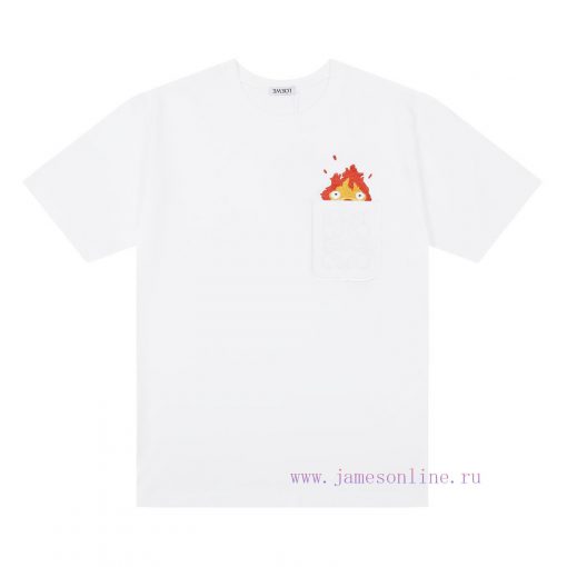 ️LOEWE * Luo YiweiLOEWE * Luoyiwei Small Flame Chest Embroidered Short Sleeve T-shirt-Customize qfr3s83e
