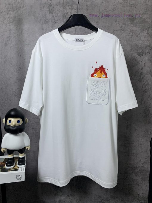 ️LOEWE * Luo YiweiLOEWE * Luoyiwei Small Flame Chest Embroidered Short Sleeve T-shirt-Customize fi9kpxdi - Image 2