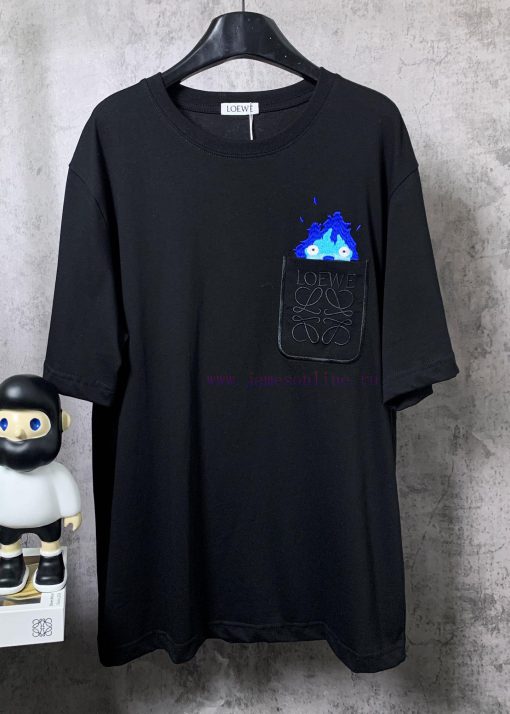 ️LOEWE * Luo YiweiLOEWE * Luoyiwei Small Flame Chest Embroidered Short Sleeve T-shirt-Customize 8aq56sti - Image 2