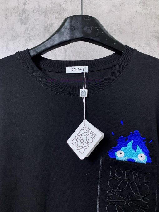 ️LOEWE * Luo YiweiLOEWE * Luoyiwei Small Flame Chest Embroidered Short Sleeve T-shirt-Customize 8aq56sti - Image 5