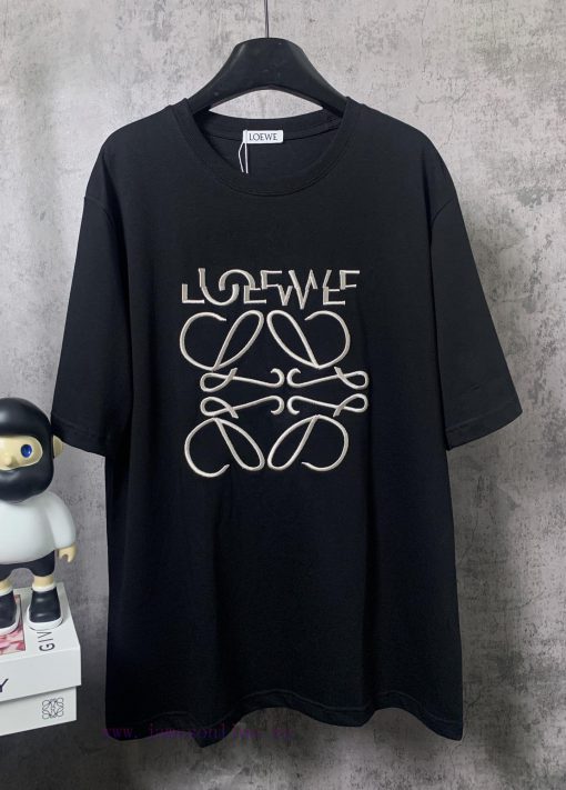 ️LOEWE * Luo YiweiLOEWE * Luoyiwei Misaligned Logo Embroidered Short Sleeved T-shirt-Customized i620ia6o