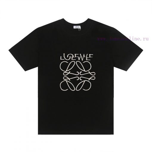 ️LOEWE * Luo YiweiLOEWE * Luoyiwei Misaligned Logo Embroidered Short Sleeved T-shirt-Customized plyeu87v