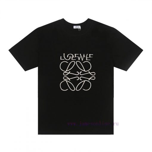 ️LOEWE * Luo YiweiLOEWE * Luoyiwei Misaligned Logo Embroidered Short Sleeved T-shirt-Customized plyeu87v - Image 2