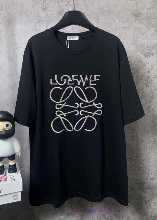 ️LOEWE * Luo YiweiLOEWE * Luoyiwei Misaligned Logo Embroidered Short Sleeved T-shirt-Customized i620ia6o - Image 2