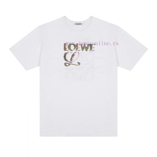 ️LOEWE * Luo YiweiLOEWE * Luo Yiwei Half Hand-painted Crow Embroidered Logo Short Sleeved T-shi 4iq3xxy0