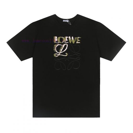 ️LOEWE * Luo YiweiLOEWE * Luo Yiwei Half Hand-painted Crow Embroidered Logo Short Sleeved T-shi gr44hnkf