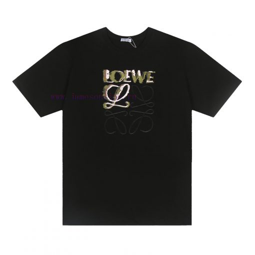 ️LOEWE * Luo YiweiLOEWE * Luo Yiwei Half Hand-painted Crow Embroidered Logo Short Sleeved T-shi gr44hnkf - Image 2