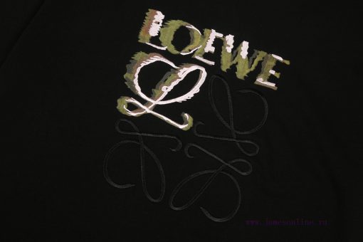 ️LOEWE * Luo YiweiLOEWE * Luo Yiwei Half Hand-painted Crow Embroidered Logo Short Sleeved T-shi gr44hnkf - Image 5