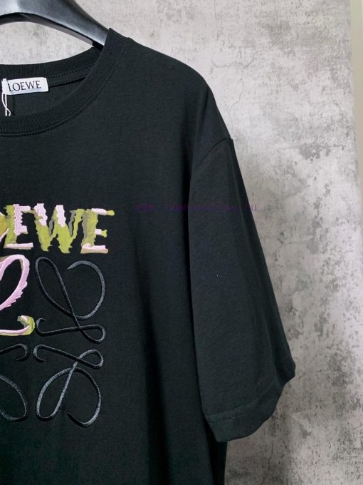 ️LOEWE * Luo YiweiLOEWE * Luo Yiwei Half Hand-painted Crow Embroidered Logo Short Sleeved T-shi a3m5z30s - Image 6