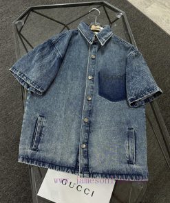 GUCCI Printed Denim Short Sleeved Shirt This GC Printed Denim Short Sleeved Shirt Launched By G n66uu89m