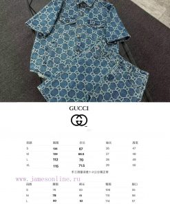 GUCCI Autumn And Winter New Casual Jacquard Denim Short Sleeved Set Full Of GG Gucci Jacquard P nln23wc5