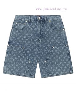 Arrived The Next DayLouis Vuitton25SS Dark Pattern Old Flower Full Printed Jacquard Denim Short rn0el4g2