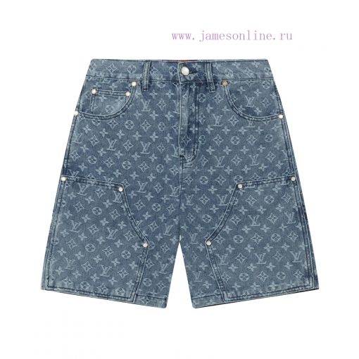 Arrived The Next DayLouis Vuitton25SS Dark Pattern Old Flower Full Printed Jacquard Denim Short rn0el4g2