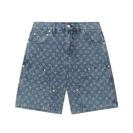 Arrived The Next DayLouis Vuitton25SS Dark Pattern Old Flower Full Printed Jacquard Denim Short rn0el4g2 - Image 2
