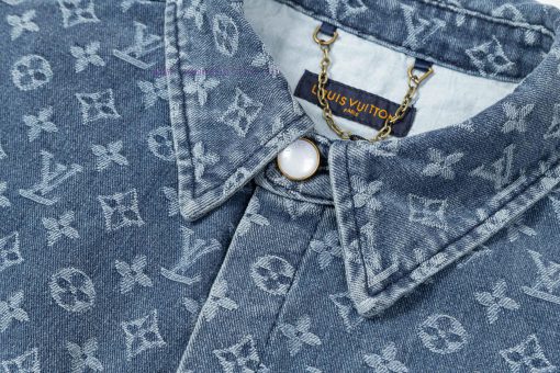Arrived The Next DayLouis Vuitton25SS Dark Pattern Full Printed Jacquard Denim Short Sleeved Sh awkl387z - Image 4