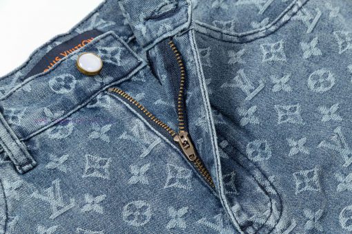 Arrived The Next DayLouis Vuitton25SS Dark Pattern Old Flower Full Printed Jacquard Denim Short rn0el4g2 - Image 4
