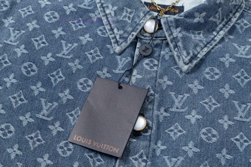 Arrived The Next DayLouis Vuitton25SS Dark Pattern Full Printed Jacquard Denim Short Sleeved Sh awkl387z - Image 6