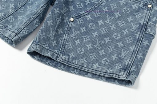 Arrived The Next DayLouis Vuitton25SS Dark Pattern Old Flower Full Printed Jacquard Denim Short rn0el4g2 - Image 5