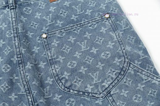 Arrived The Next DayLouis Vuitton25SS Dark Pattern Old Flower Full Printed Jacquard Denim Short rn0el4g2 - Image 6
