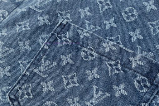 Arrived The Next DayLouis Vuitton25SS Dark Pattern Full Printed Jacquard Denim Short Sleeved Sh awkl387z - Image 9