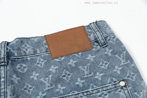 Arrived The Next DayLouis Vuitton25SS Dark Pattern Old Flower Full Printed Jacquard Denim Short rn0el4g2 - Image 9