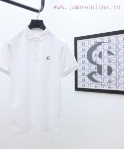 LV's Latest Lapel Polo Short Sleeved Shirt Solid Color Versatile Dual Color Top-quality Origina os6cwmsk