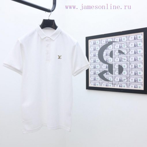 LV's Latest Lapel Polo Short Sleeved Shirt Solid Color Versatile Dual Color Top-quality Origina os6cwmsk