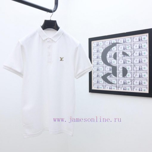 LV's Latest Lapel Polo Short Sleeved Shirt Solid Color Versatile Dual Color Top-quality Origina os6cwmsk - Image 2
