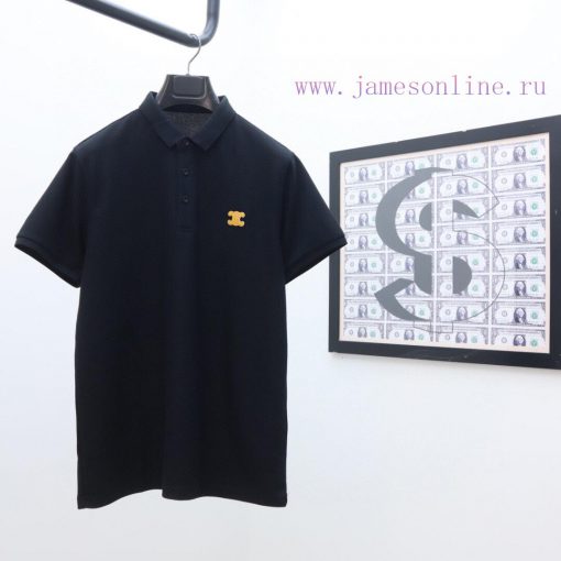 Celine's Latest Polo Short Sleeved Collar Solid Color Versatile Dual Color Top-quality Original k12likvq