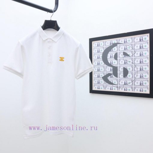 Celine's Latest Polo Short Sleeved Collar Solid Color Versatile Dual Color Top-quality Original k12likvq - Image 4