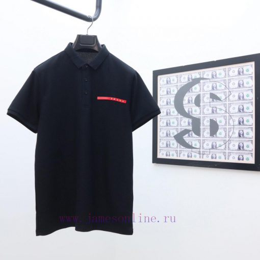 Prada's Latest Collar Polo Short Sleeved Shirt Solid Color Versatile Dual Color Top-quality Ori 4mjihxuo - Image 4