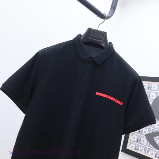 Prada's Latest Collar Polo Short Sleeved Shirt Solid Color Versatile Dual Color Top-quality Ori 4mjihxuo - Image 6