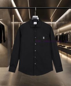 Burberry's Hot Selling Item Is Coming! Poplin Plaid Chest Pocket BT Embroidery Logo Elastic Cot wrda1nam