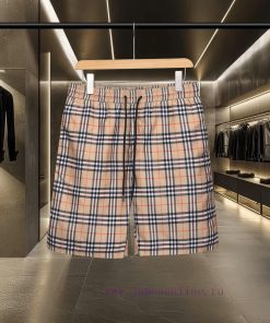 Burberry's Bestseller Is Coming! Classic Khaki Drawstring Plaid Beach Casual Five Point Shorts o7nugiri