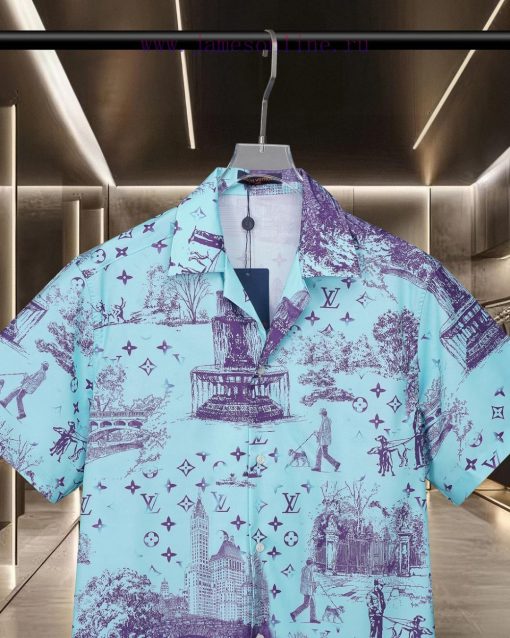 LV Louis Vuitton's Popular Short Sleeved Shirt With City Scenery Fragment Pattern 2025ss Offici esrb8945 - Image 4