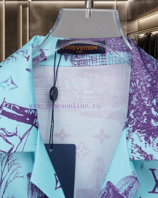 LV Louis Vuitton's Popular Short Sleeved Shirt With City Scenery Fragment Pattern 2025ss Offici esrb8945 - Image 7