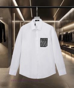 Fendi's Best-selling Product Is Coming! The Chest Pocket Badge Logo Long Sleeved Shirt 2025ss O 24ieyjfz