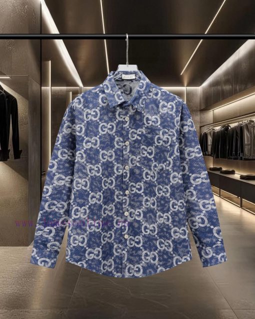 GUCCI's Popular Item Is Coming! The Classic Double G Full Print Denim Shirt 2025ss Official Web 75ouy1l6