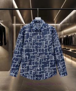 FENDI's Hot Selling Product Is Coming! Full Printed Fringe Double F-letter Jacquard Denim Shirt m4tm8xs0