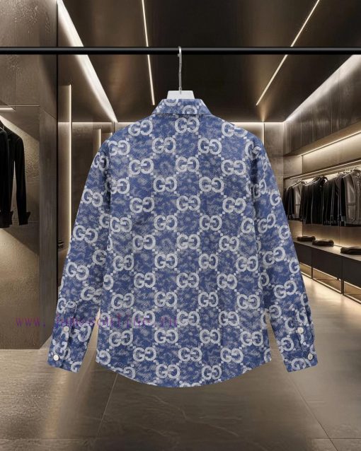 GUCCI's Popular Item Is Coming! The Classic Double G Full Print Denim Shirt 2025ss Official Web 75ouy1l6 - Image 3