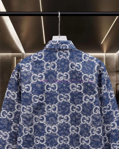 GUCCI's Popular Item Is Coming! The Classic Double G Full Print Denim Shirt 2025ss Official Web 75ouy1l6 - Image 5